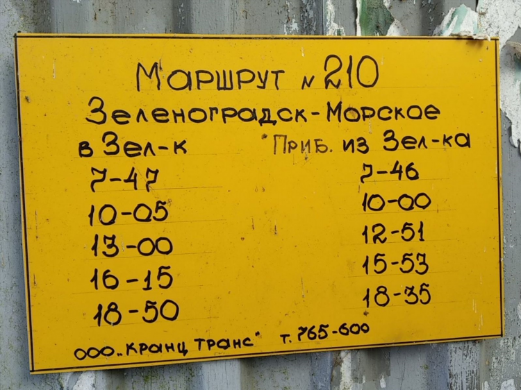 Автобус 114 зеленоградск калининград остановки