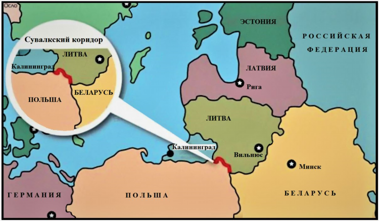 Калининград и россия на карте