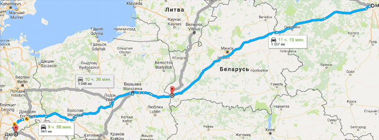 Калининград полесск расстояние на машине