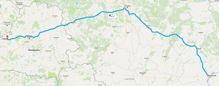Пенза калининград расстояние на машине